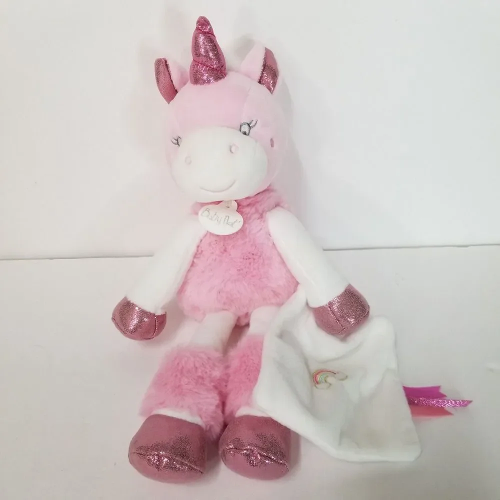 Baby Nat Unicorn Pink Stuffed‎ Plush with Spakley Accents & Security Blanket